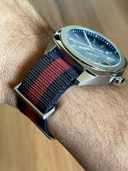 GUCCI GG2570 Blue Dial 41 mm Blue and Red Nylon Watch YA142303 รูปที่ 16