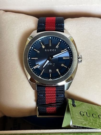 GUCCI GG2570 Blue Dial 41 mm Blue and Red Nylon Watch YA142303 รูปที่ 3