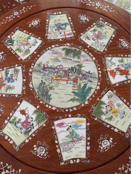 ชุดโต๊ะอาหารจีน ฝังมุก ขนาด 6 เก้าอี้   รูปที่ 3