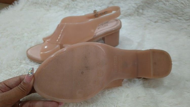 รองเท้า เจลลี่ Melissa ส้นสูง1นิ้ว สีชมพู มีสายรัดข้อเท้า รูปที่ 4