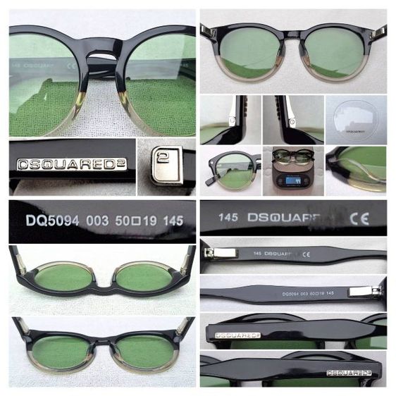 แว่นตาอิตาเลียนลักซ์ชัวรีแบรนด์ร่วมสมัยแถวหน้าของโลก DSQUARED²  มือหนึ่ง New Old Stock โมเดลคลาสสิก–หยดน้ำ–แพนโต้ คานแว่น รูปทรงรูกุญแจโบราณ เลนส์กระจกคริสตัลฝรั่งเศส สี Natural Green ...Authentic DSQUARED² Handcrafted in the 2010s in Milan, Italy รูปที่ 5