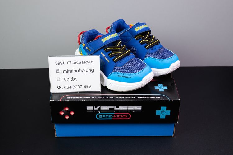 น้ำเงิน รองเท้าเด็กมือ 2 Skechers รองเท้าเด็กผู้ชาย Boys Gametronix Shoes - Air-Cooled Memory Foam