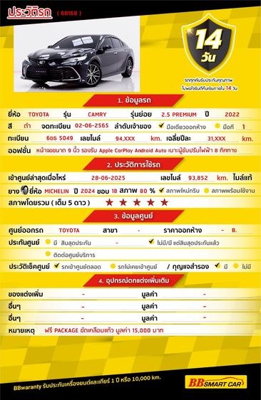 Toyota Camry 2022 2.5 Premium Sedan เบนซิน ไม่ติดแก๊ส เกียร์อัตโนมัติ ดำ รูปที่ 2