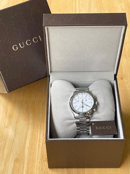 GUCCI G Timeless Bee Chronograph 38 mm Unisex Watch Stainless Steel White Dial YA126472 รูปที่ 3