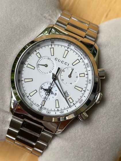GUCCI G Timeless Bee Chronograph 38 mm Unisex Watch Stainless Steel White Dial YA126472 รูปที่ 4