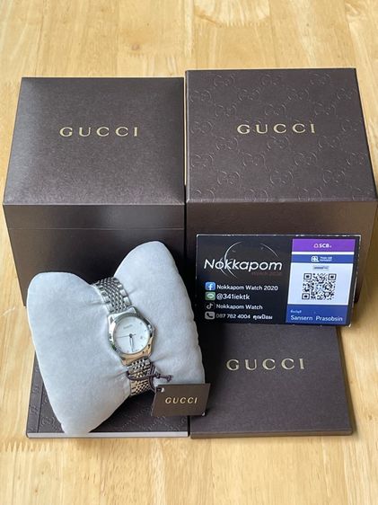 GUCCI G Timeless 27 mm Mother of Pearl Diamond Lady Watch White Dial YA126504 รูปที่ 2