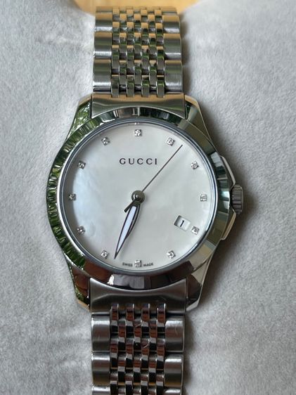 GUCCI G Timeless 27 mm Mother of Pearl Diamond Lady Watch White Dial YA126504 รูปที่ 4