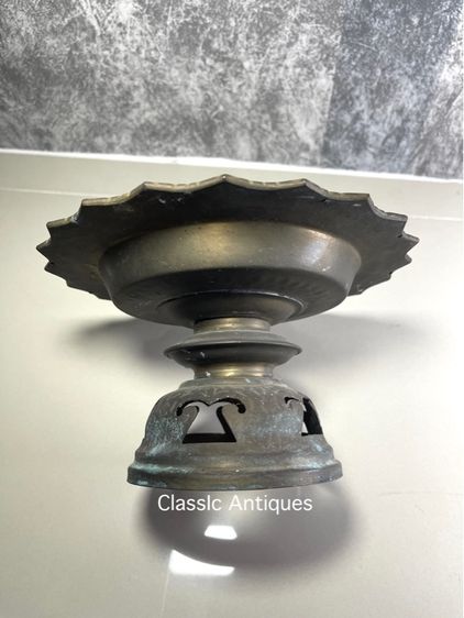 พาน โตก ช้างทองเหลือง เก่าโบราณสะสมA12 รูปที่ 9