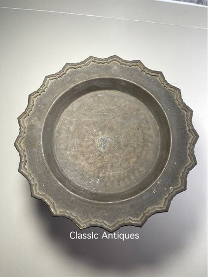 พาน โตก ช้างทองเหลือง เก่าโบราณสะสมA12 รูปที่ 4