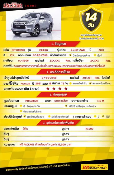 Mitsubishi Pajero Sport 2017 2.4 GT Utility-car ดีเซล ไม่ติดแก๊ส เกียร์อัตโนมัติ เทา รูปที่ 2