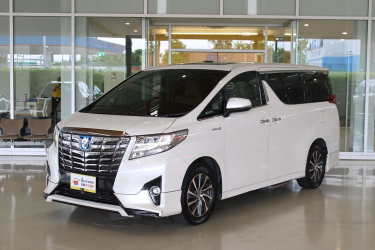 Toyota Alphard 2015 2.5 HV 4WD Van ไฮบริด ไม่ติดแก๊ส เกียร์อัตโนมัติ ขาว