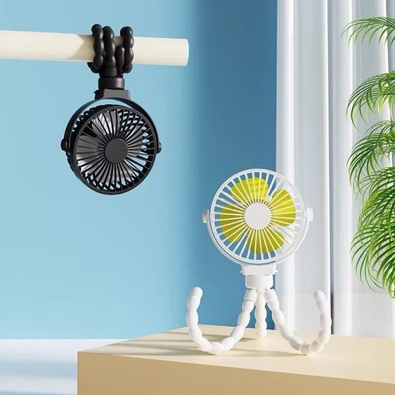 พัดลมติดรถเข็นเด็กแบบพกพา,พัดลม USB รถเข็นนักเรียนใช้เดินเงียบคลิปเตียงขนาดเล็กมหัศจรรย์สำหรับเด็ก พัดลมปลาหมึก  รูปที่ 6