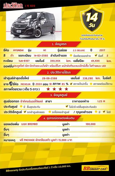 Hyundai H-1  2017 2.5 Deluxe Utility-car ดีเซล ไม่ติดแก๊ส เกียร์อัตโนมัติ ดำ รูปที่ 2