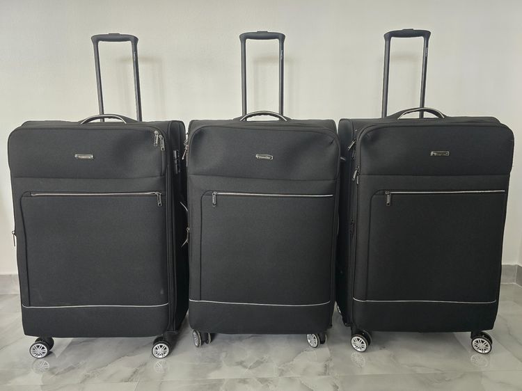 อื่นๆ ไนล่อน ไม่ระบุ ดำ 3 Large Travel Suitcases with Wheels - กระเป๋าเดินทางใบใหญ่ 3 ใบ พร้อมล้อ