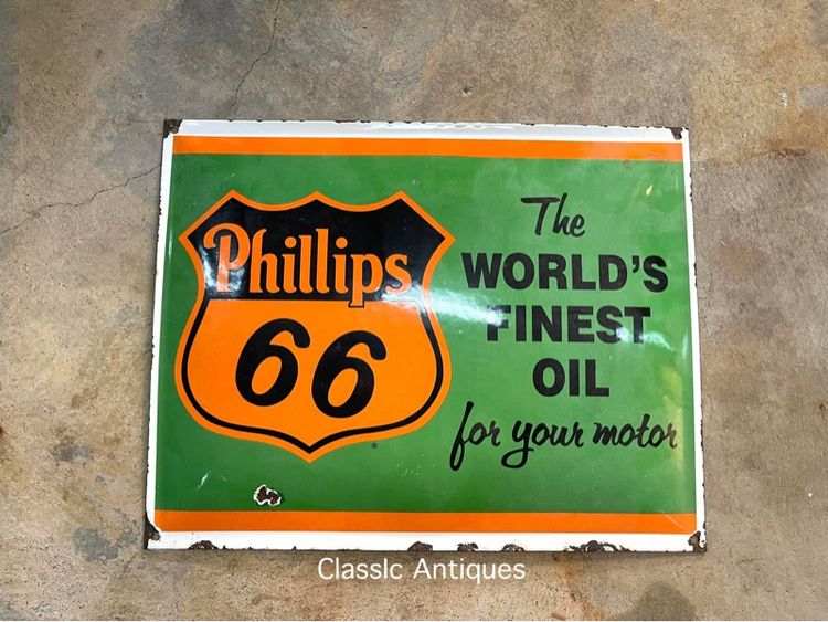 ป้าย Phillips อีนาเมล ปั้มนูนหลังเต่า สะสม