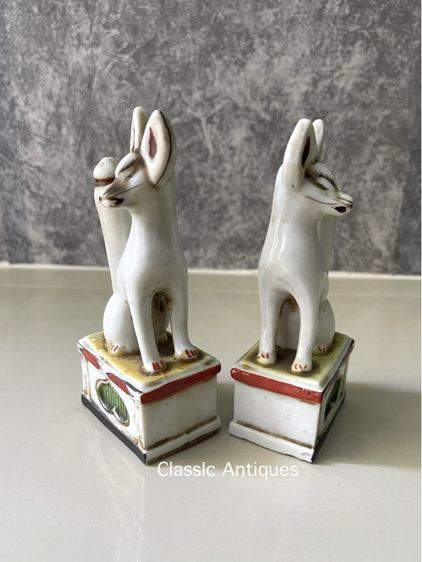 รูปปั้น จิ้งจอกขาว กระเบื้องเก่าสะสม รูปที่ 3