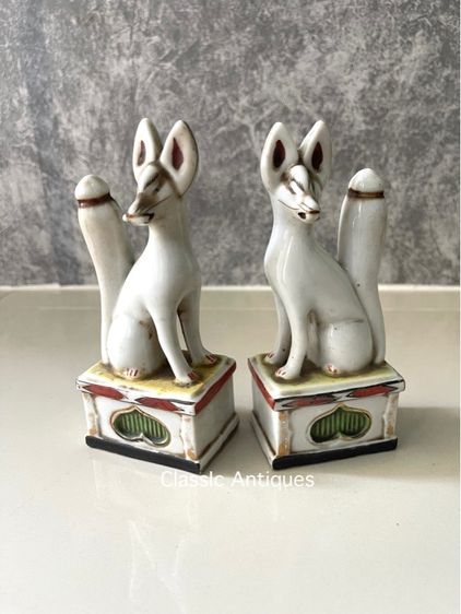 รูปปั้น จิ้งจอกขาว กระเบื้องเก่าสะสม รูปที่ 2