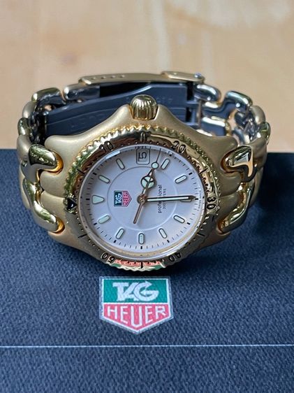 TAG HEUER S EL ก้างปลา 2 ชั้น Professional 200m WG1230-K0 30mm Gold Tone Steel Quartz Watch รูปที่ 14
