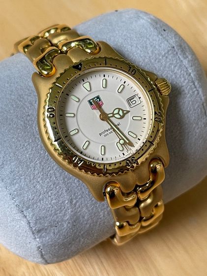 TAG HEUER S EL ก้างปลา 2 ชั้น Professional 200m WG1230-K0 30mm Gold Tone Steel Quartz Watch รูปที่ 5