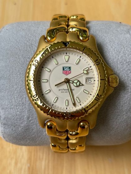 TAG HEUER S EL ก้างปลา 2 ชั้น Professional 200m WG1230-K0 30mm Gold Tone Steel Quartz Watch รูปที่ 16