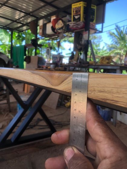 โต๊ะไม้สักแท้ขาเหล็ก1ชุด รูปที่ 5