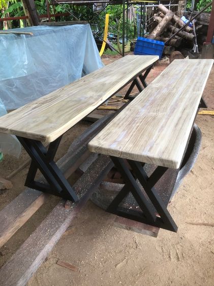 โต๊ะไม้สักแท้ขาเหล็ก1ชุด รูปที่ 7