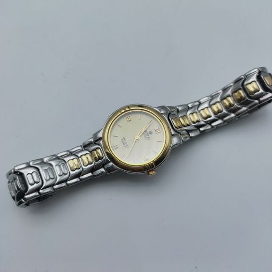 นาฬิกา ผู้หญิง แบรนด์ Croton ขนาด 26มม.เครื่อง quartz กันน้ำ 3atm 18KT Gold Eduator มือสองเครื่องเดินดี รูปที่ 12