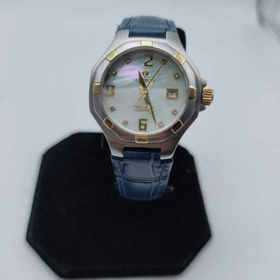 นาฬิกาผู้หญิง แบรนด์ Croton ขนาด 28มม.เครื่อง quartz กันน้ำ 5atm 18KT Gold Eduator  หน้าปัดมุกเลขเพชร สายหนังใหม่พร้อมใช้ครับ รูปที่ 4