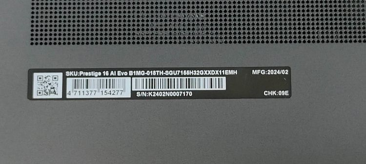 MSI Prestige16 AI Evo B1MG-018TH เครื่องศูนย์ไทยแท้ 100 ของใหม่ยังไม่แกะ ยังไม่Activate Windows รูปที่ 10
