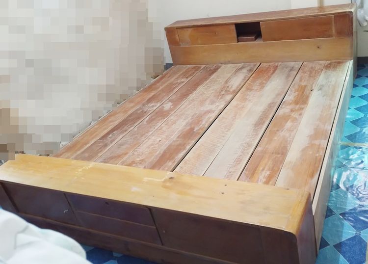 เตียงไม้สักทอง 6 ฟุต ไม้หนาทุกชิ้น รูปที่ 2