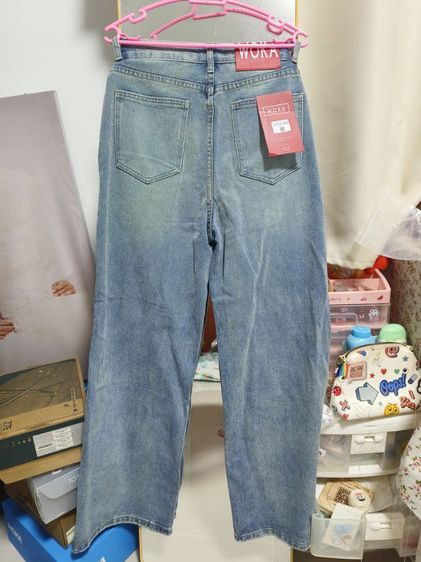  กางเกงยีนส์ทรงกระบอกใหญ่ไซส์Mเอวสูง ผ้าไม่ยืด งานป้าย Work รูปที่ 4