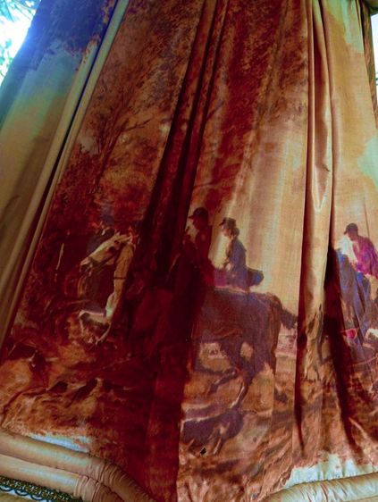 ฝรั่งเศส..โป๊ะผ้าโคมไฟจีบสบัดเก่าโบราณจากฝรั่งเศสขนาดใหญ่สภาพเยี่ยม รูปที่ 7