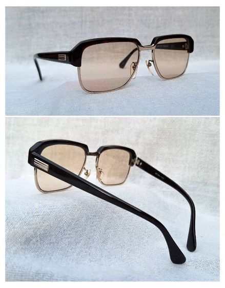 แว่นตาโอเวอร์ไซซ์–โบรว์ไลน์—แฮนด์คราฟท์ยุคโชวะ RETINA–เรตินา  มือหนึ่ง–New Old Stock กรอบทองคำแท้–หุ้ม 12K GF เลนส์กระจกคริสตัลฝรั่งเศส สีน้ำตาล–โกลเดนร็อด...Authentic Vintage RETINA Handcrafted in Tokyo, Japan รูปที่ 14