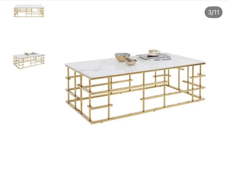 🔥 kare coffer table  โต๊ะกระจกลาย หินอ่อนขาเป็นเหล็ก รูปที่ 3