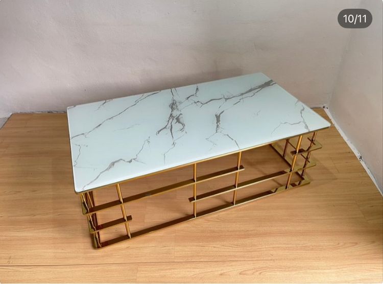🔥 kare coffer table  โต๊ะกระจกลาย หินอ่อนขาเป็นเหล็ก รูปที่ 10