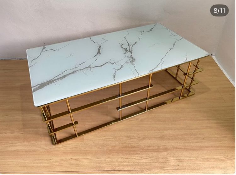 🔥 kare coffer table  โต๊ะกระจกลาย หินอ่อนขาเป็นเหล็ก รูปที่ 8