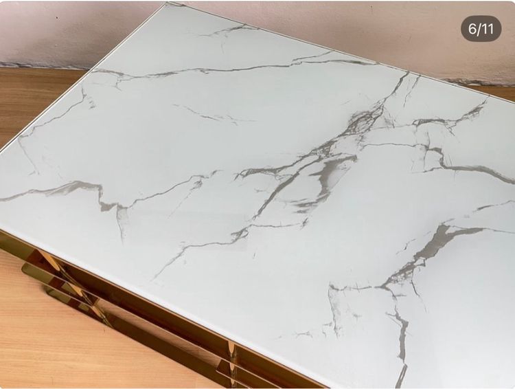 🔥 kare coffer table  โต๊ะกระจกลาย หินอ่อนขาเป็นเหล็ก รูปที่ 6
