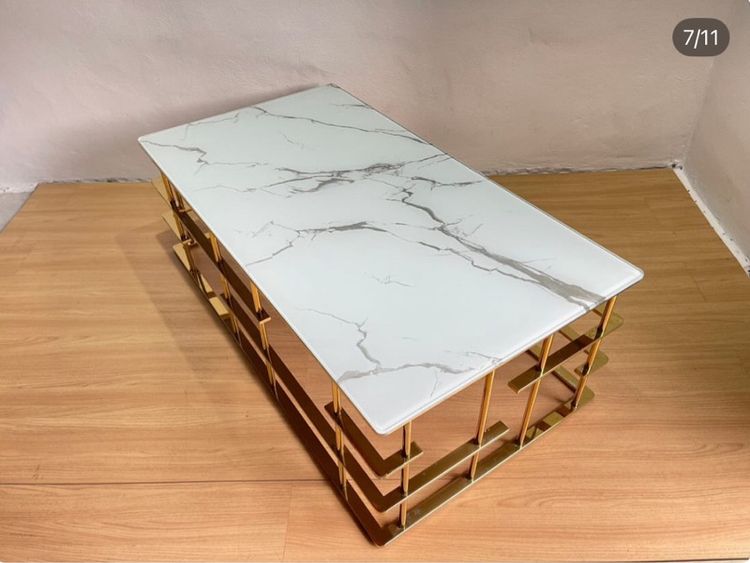🔥 kare coffer table  โต๊ะกระจกลาย หินอ่อนขาเป็นเหล็ก รูปที่ 7
