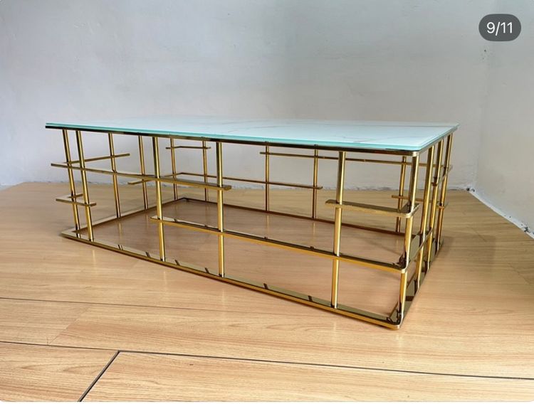 🔥 kare coffer table  โต๊ะกระจกลาย หินอ่อนขาเป็นเหล็ก รูปที่ 9