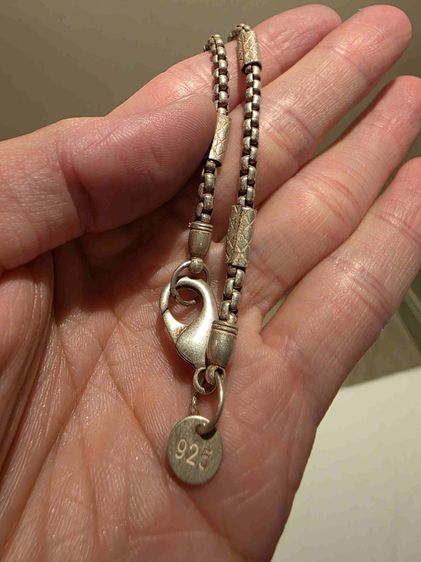สร้อยคอ สีเงิน สวยของเก่าเก็บ รุ่นเก่า หายาก เขียน 925 หนาๆ หนักๆ ขายตามภสาพ พร้อมส่งครับ  รูปที่ 7