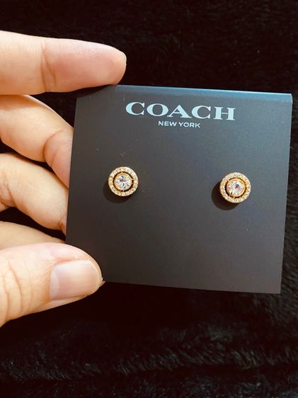 ต่างหู COACH แท้ 💯 รุ่น Open Circle Halo Stud Earrings รูปที่ 7