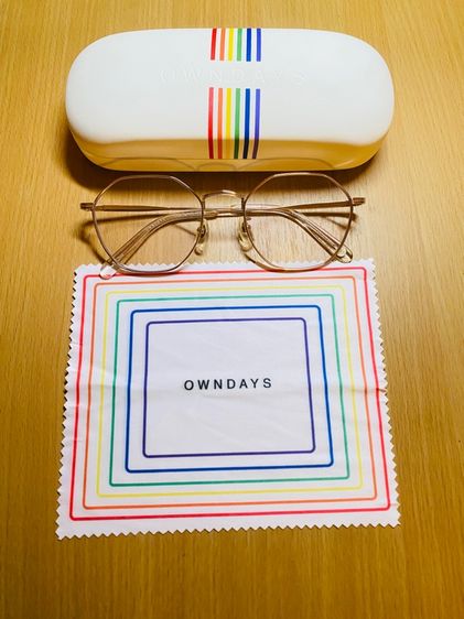 แว่นตากรอบสีทอง OWNDAYS ป้องกันรังสี UV420 เลนส์ใส ออกแดดไม่เปลี่ยนสี รูปที่ 3