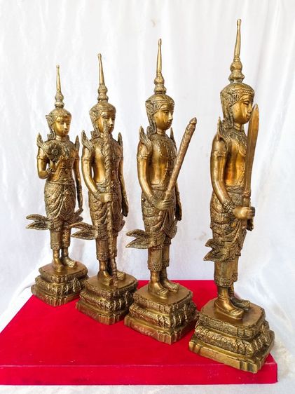 ท้าวจตุโลกบาล ทั้ง4 วัดท่าซุง จ.อุทัยธานี ปี2559 สูง17นิ้ว เนื้อโลหะทองเหลือง รูปที่ 3