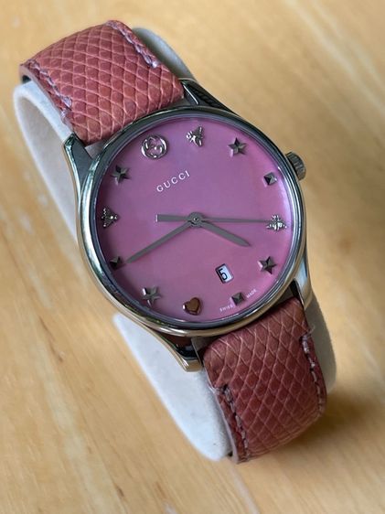 GUCCI G Timeless Mother of Pearl Pink Dial Womens Swiss Watch YA126586 รูปที่ 6