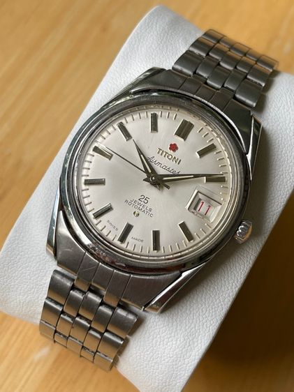 TITONI AIRMASTER 25J ROTOMATIC SILVER DIAL DATE SWISS WATCH VINTAGE MEN รูปที่ 4