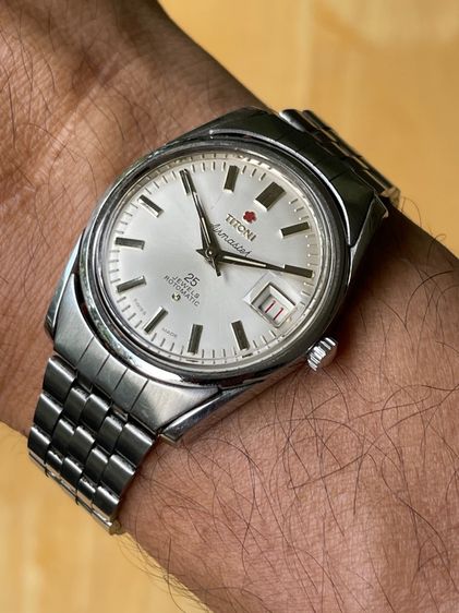 TITONI AIRMASTER 25J ROTOMATIC SILVER DIAL DATE SWISS WATCH VINTAGE MEN รูปที่ 15