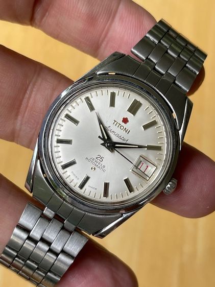 TITONI AIRMASTER 25J ROTOMATIC SILVER DIAL DATE SWISS WATCH VINTAGE MEN รูปที่ 9