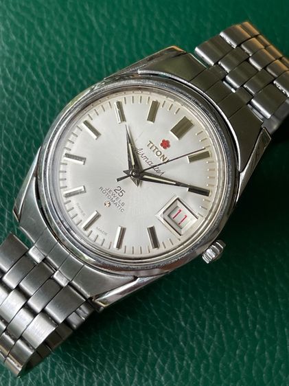 TITONI AIRMASTER 25J ROTOMATIC SILVER DIAL DATE SWISS WATCH VINTAGE MEN รูปที่ 7