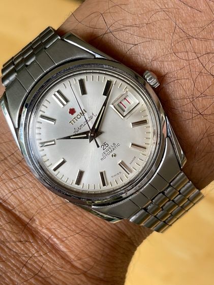 TITONI AIRMASTER 25J ROTOMATIC SILVER DIAL DATE SWISS WATCH VINTAGE MEN รูปที่ 18
