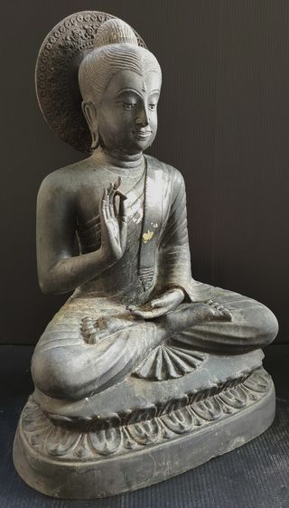 พระปางปฐมเทศนา ศิลปะคันธารราฐ ซุ้มประภามณฑล  9 นิ้ว รูปที่ 2